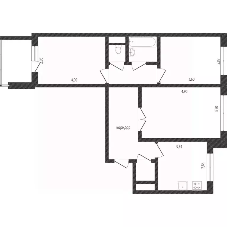 3-к кв. Омская область, Омск ул. Завертяева, 13 (63.0 м) - Фото 1