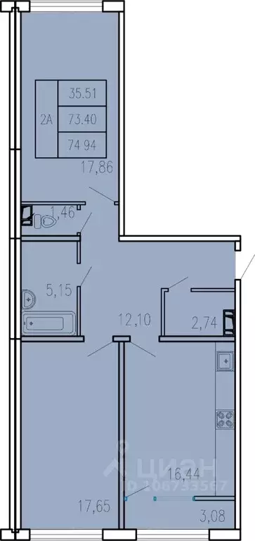 2-к кв. Чувашия, Чебоксары ул. П.В. Дементьева, 5 (74.94 м) - Фото 0