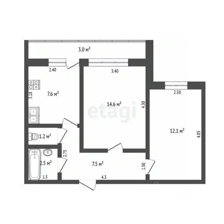 2-к кв. Мордовия, Саранск Гожувская ул., 28 (45.5 м) - Фото 0