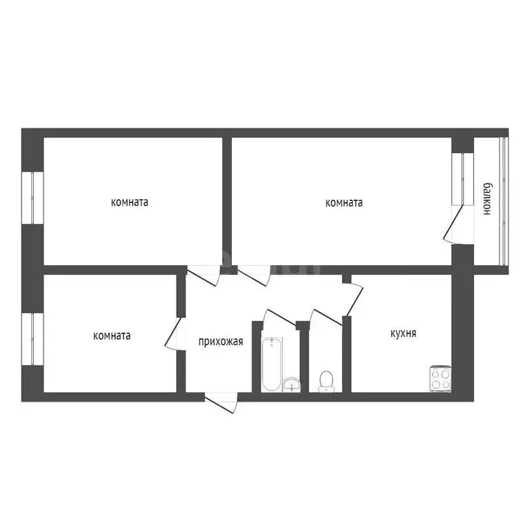 3-комнатная квартира: Курган, улица Криволапова, 21 (62.1 м) - Фото 1