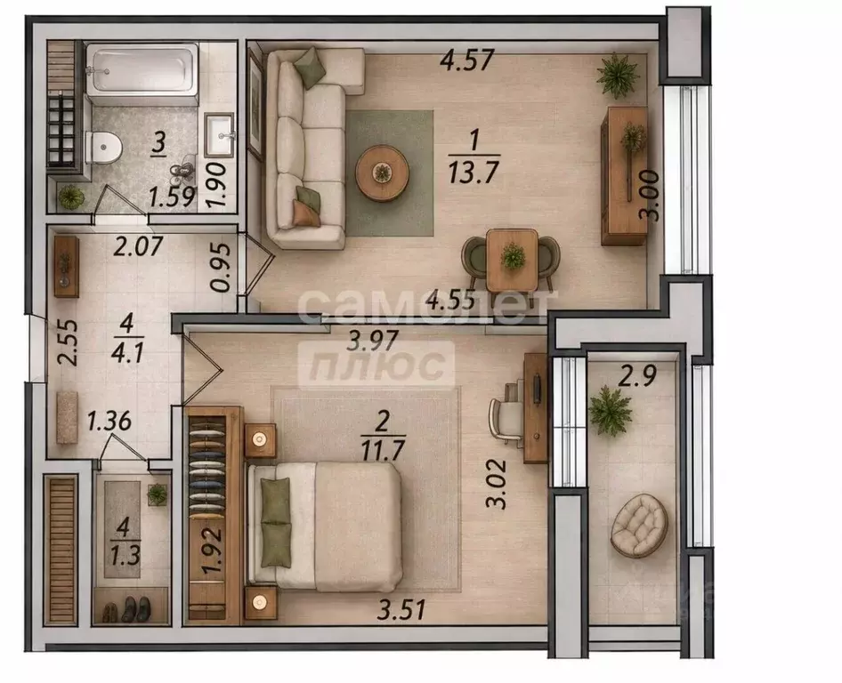 1-к кв. Санкт-Петербург Планерная ул., 97к1 (33.7 м) - Фото 2