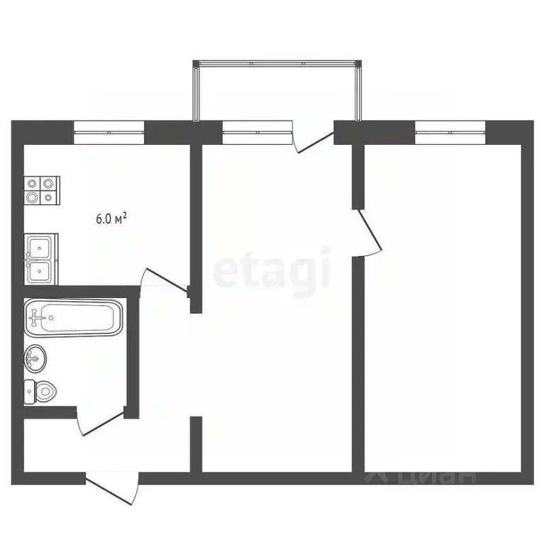 2-к кв. Владимирская область, Муром Кооперативная ул., 6 (43.4 м) - Фото 1