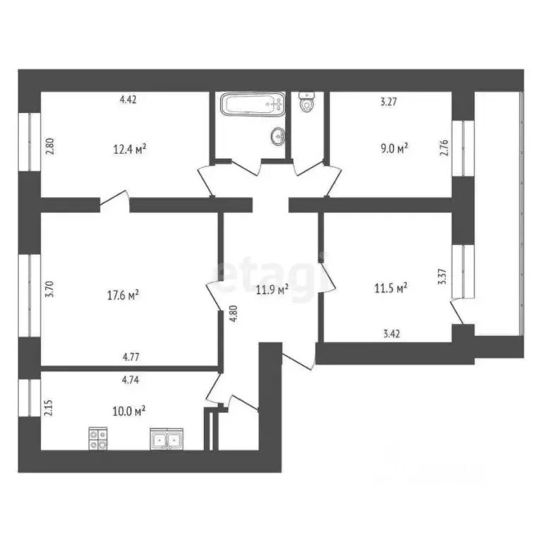 4-к кв. Вологодская область, Вологда 1-й ГПЗ-23 мкр, 3к2 (77.5 м) - Фото 2