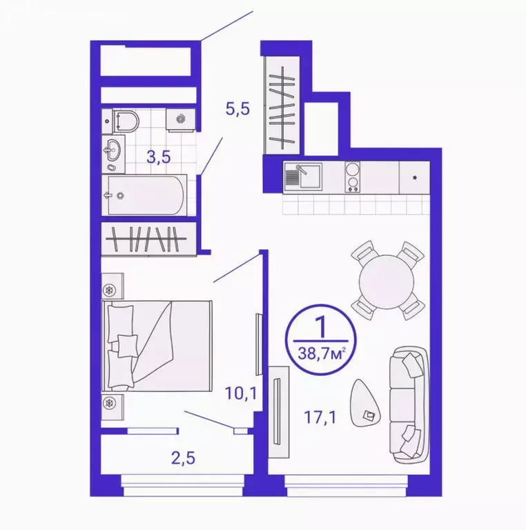 1-комнатная квартира: Екатеринбург, улица Щербакова, 76 (37 м) - Фото 1