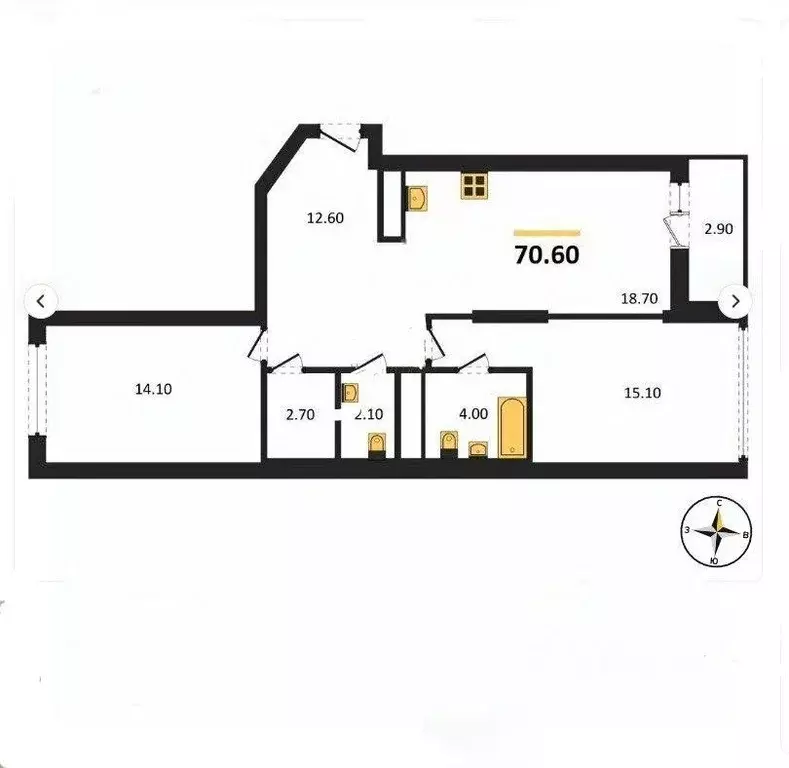 2-к кв. Свердловская область, Екатеринбург ул. Черкасская, 5к3 (70.6 ... - Фото 0