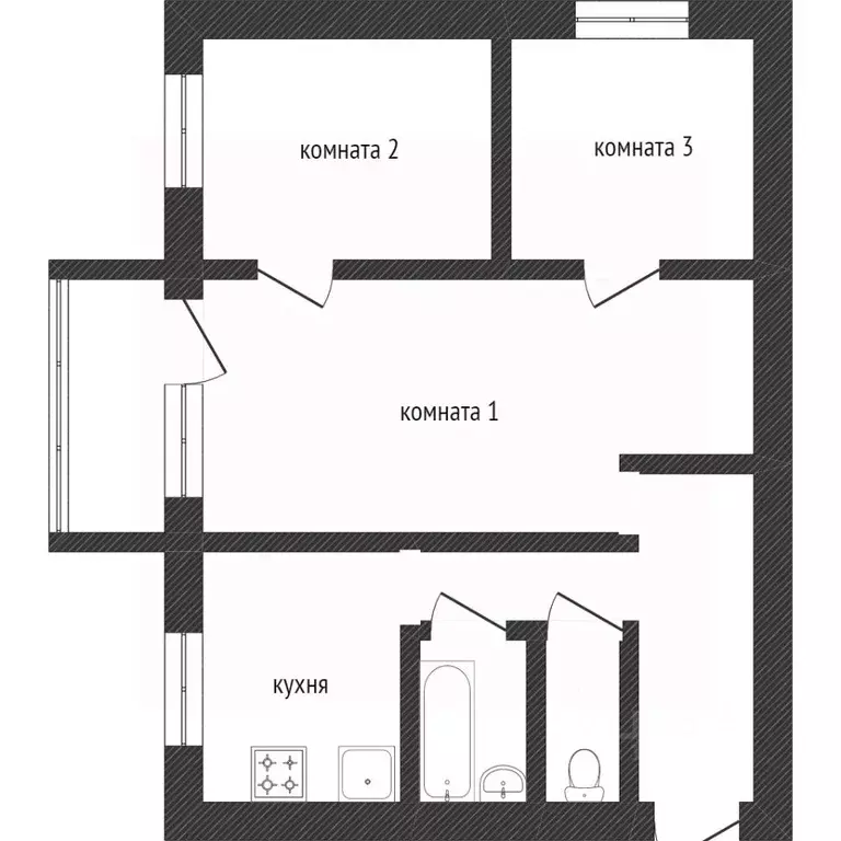 3-к кв. Хабаровский край, Хабаровск Большая ул., 91А (61.6 м) - Фото 1