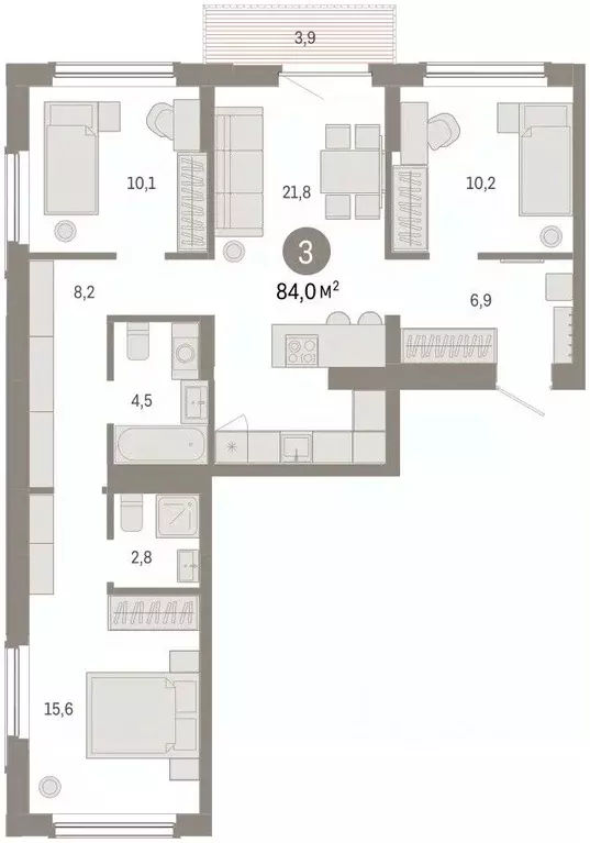 3-к кв. Омская область, Омск  (83.98 м) - Фото 2