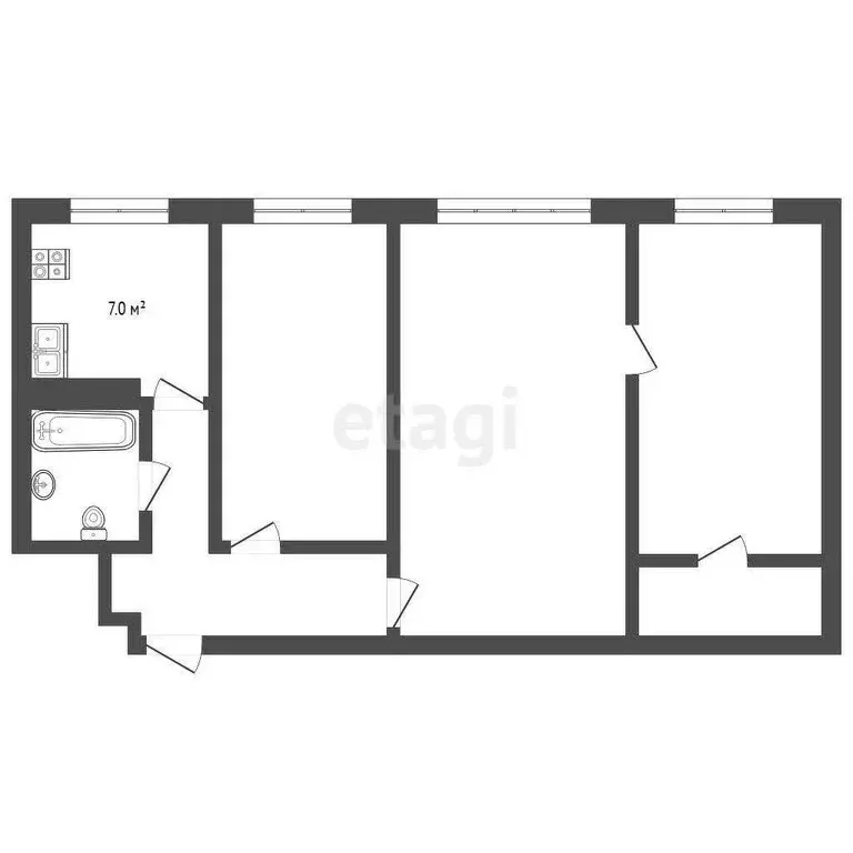 3-комнатная квартира: Пермь, Сахалинская улица, 3 (57 м) - Фото 0
