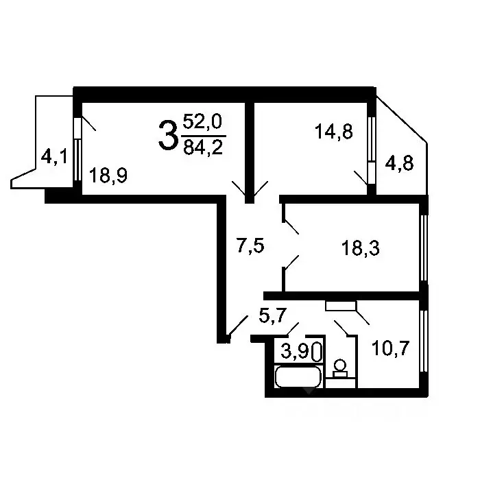 3-к кв. Москва Рождественская ул., 19к2 (89.39 м) - Фото 2