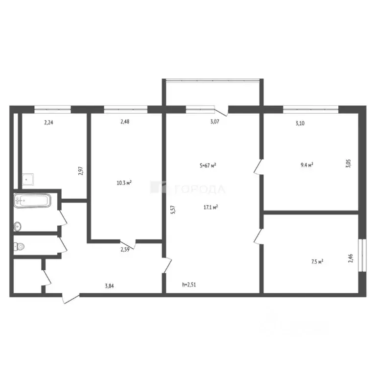 4-к кв. Кемеровская область, Новокузнецк ул. Шункова, 2 (67.0 м) - Фото 2