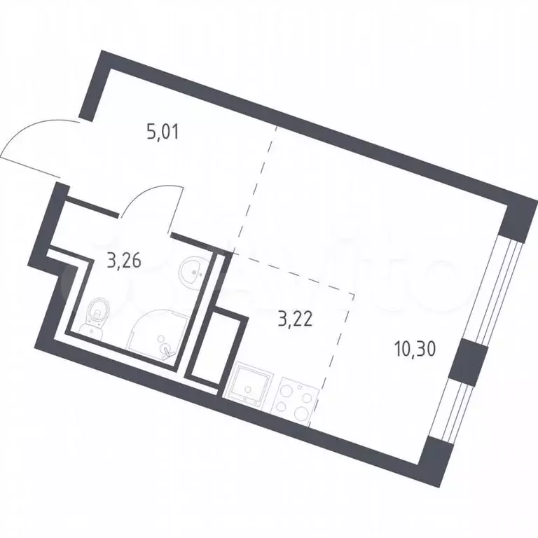 Квартира-студия, 21,8м, 2/9эт. - Фото 0