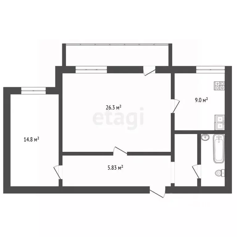 2-к кв. Тюменская область, Тюмень ул. Салтыкова-Щедрина, 55 (69.1 м) - Фото 1