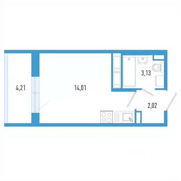 Студия Санкт-Петербург пос. Шушары,  (20.42 м) - Фото 0