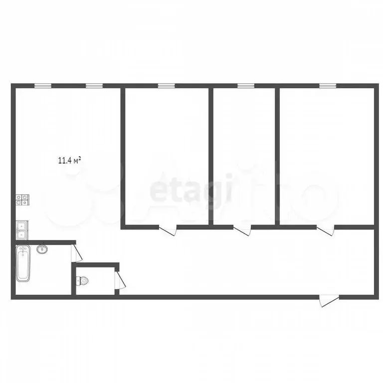 3-к. квартира, 75,6 м, 1/7 эт. - Фото 0