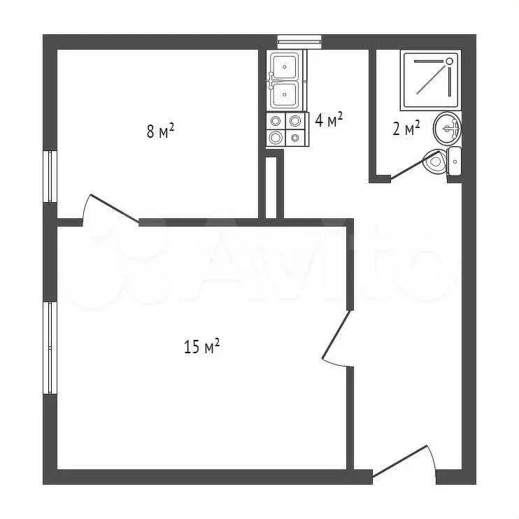 2-к. квартира, 35,5 м, 2/2 эт. - Фото 0