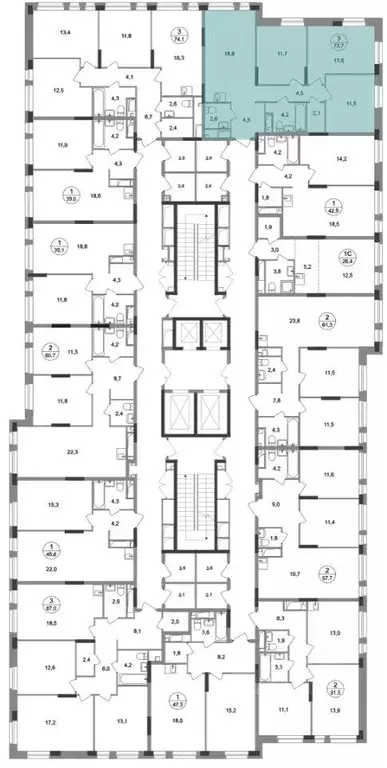 Квартира, 3 комнаты, 73.7 м - Фото 1