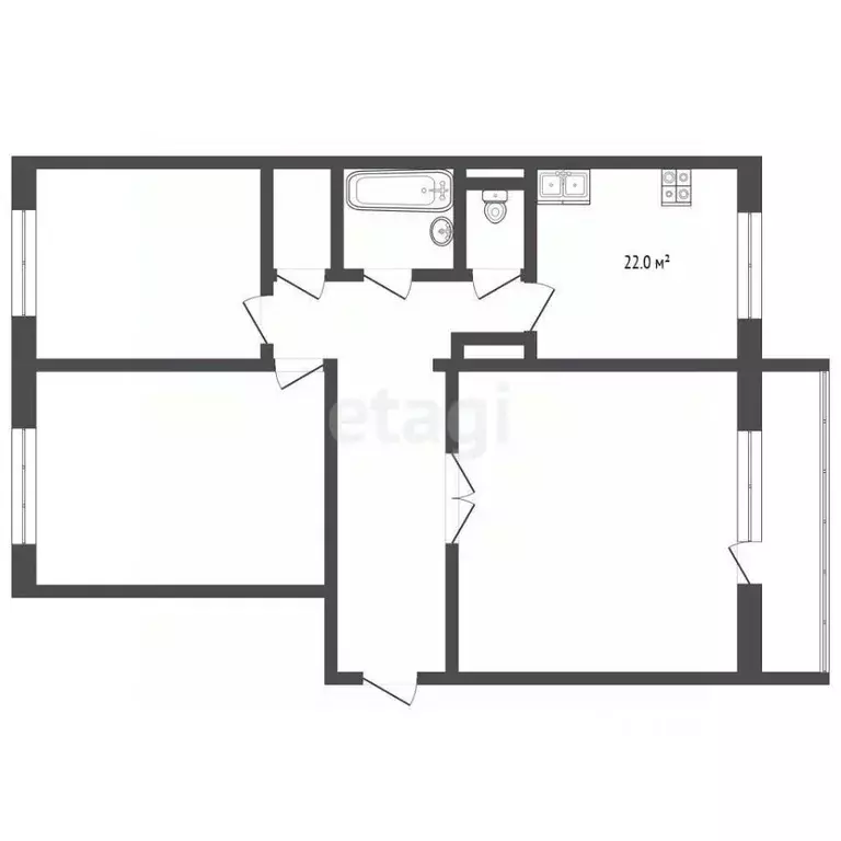 3-к кв. Тюменская область, Тюмень Широтная ул., 81 (64.5 м) - Фото 1