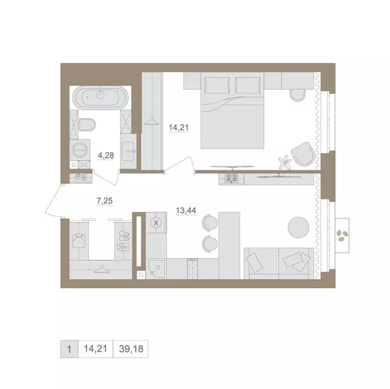 1-к кв. Башкортостан, Уфа бул. Яркий (39.18 м) - Фото 1