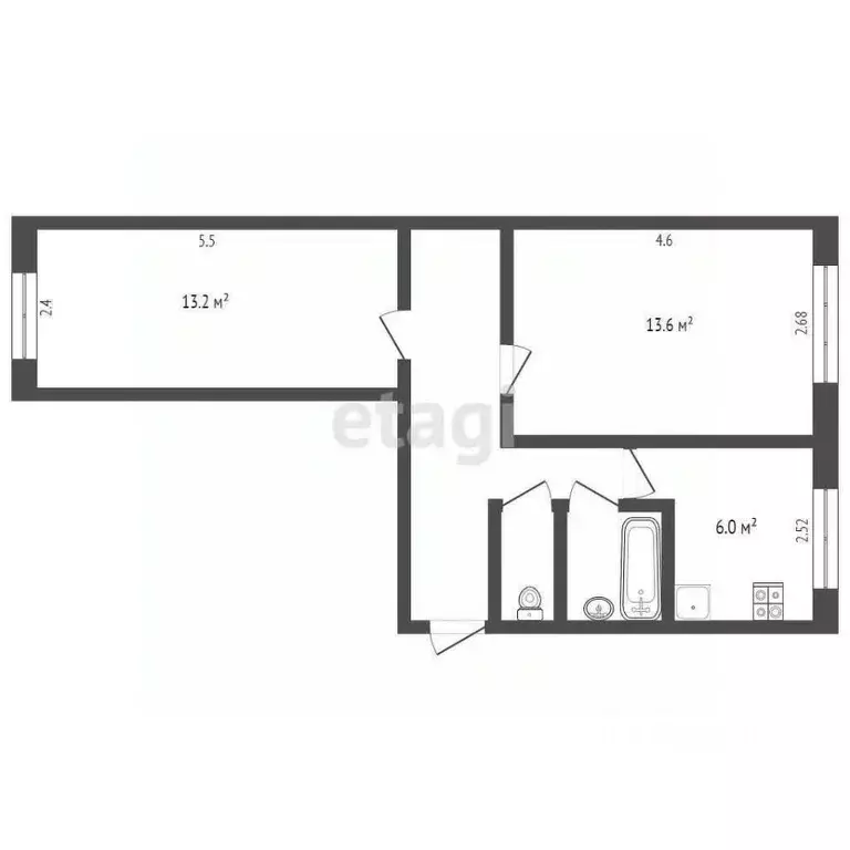 2-к кв. Калужская область, Калуга Московская ул., 182 (44.4 м) - Фото 2