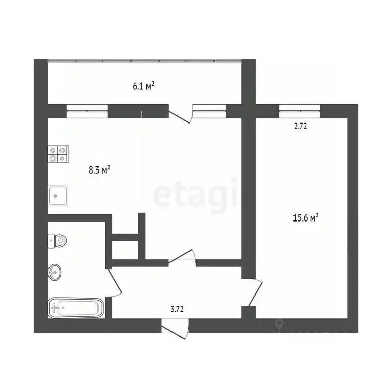 2-к кв. Тюменская область, Тюмень ул. Судостроителей, 71 (47.0 м) - Фото 1