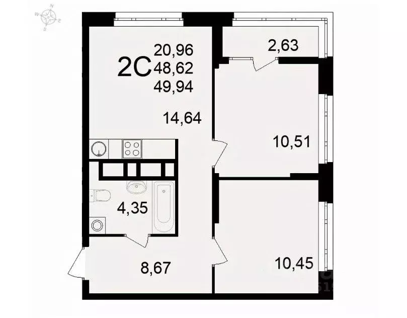 2-к кв. Рязанская область, Рязань Аура жилой комплекс (49.94 м) - Фото 1