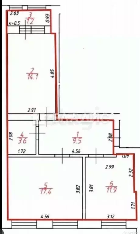 2-к кв. Калининградская область, Гурьевск ул. Каштановая, 13 (56.5 м) - Фото 2