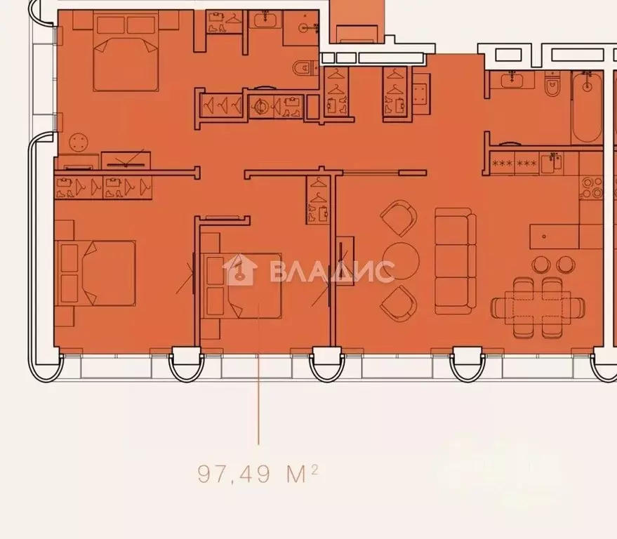 4-к кв. Москва Фили Сити жилой комплекс, к4 (97.48 м) - Фото 2