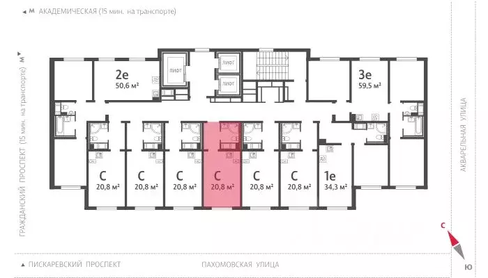 Студия Санкт-Петербург ул. Пахомовская, 10к4 (20.7 м) - Фото 1