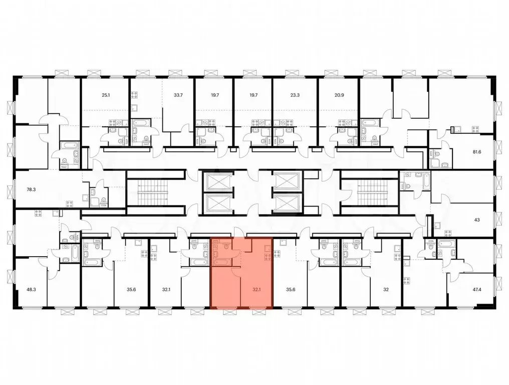 1-к. квартира, 32,1 м, 22/25 эт. - Фото 1