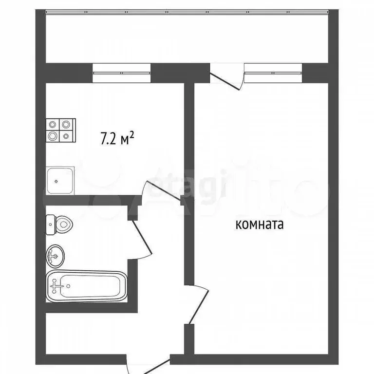 1-к. квартира, 36,2 м, 3/10 эт. - Фото 0
