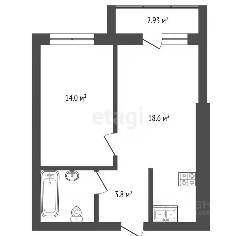 1-к кв. Калининградская область, Калининград Закатная ул., 29к1 (41.1 ... - Фото 2