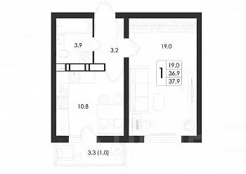 1-к кв. Воронежская область, Воронеж ул. Шидловского, 38 (37.9 м) - Фото 1