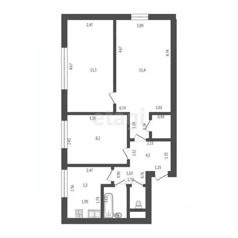 3-к кв. Крым, Саки ул. Интернациональная (49.3 м) - Фото 1