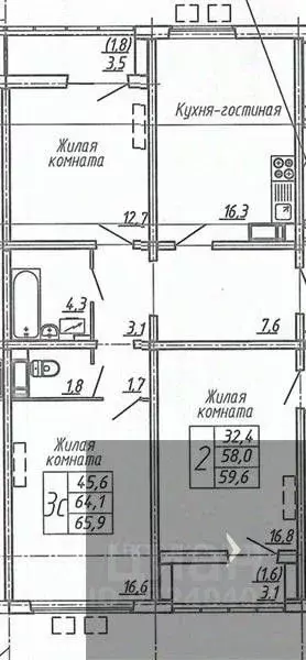 2-к кв. Воронежская область, Воронеж ул. Шишкова, 140Б/6 (65.9 м) - Фото 0