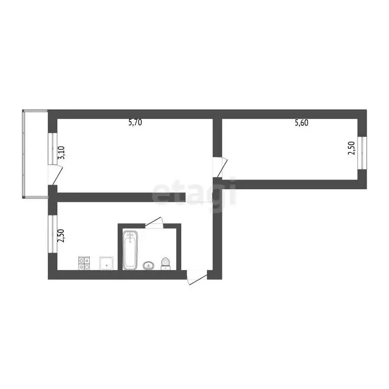 2-комнатная квартира: Ачинск, 5-й микрорайон, 22 (45.6 м) - Фото 1