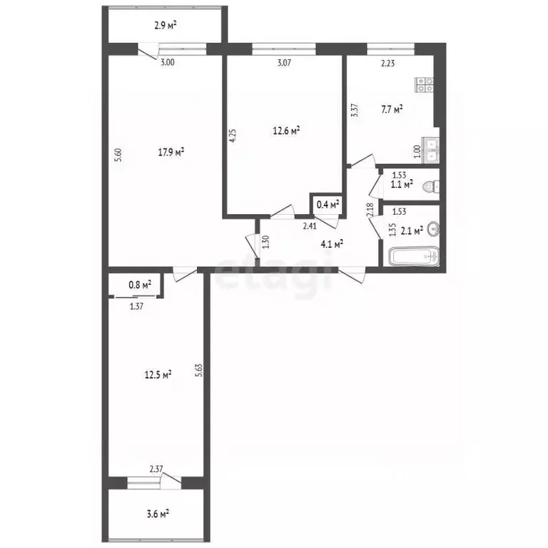 3-к кв. Самарская область, Самара Московское ш., 97 (60.0 м) - Фото 2