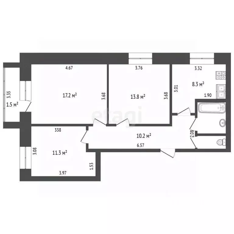 3-к кв. Ямало-Ненецкий АО, Тарко-Сале Пуровский район, ул. Губкина, 10 ... - Фото 2