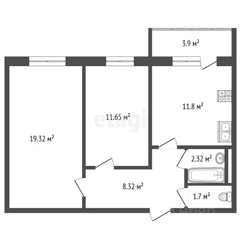 2-к кв. Ростовская область, Батайск пер. Талалихина, 30к1 (58.0 м) - Фото 2
