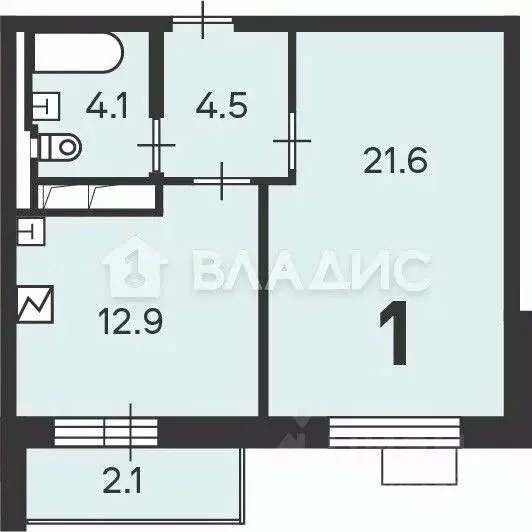 1-к кв. Москва Балаклавский просп., 17 (43.1 м) - Фото 2