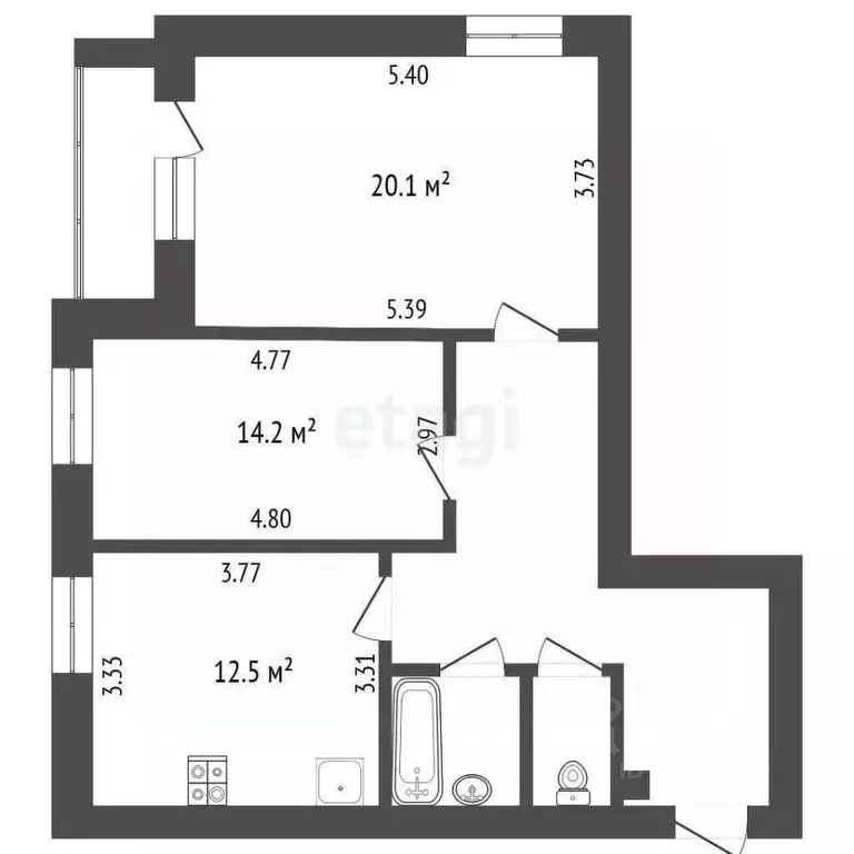 2-к кв. Белгородская область, Белгород бул. Юности, 31 (68.1 м) - Фото 2