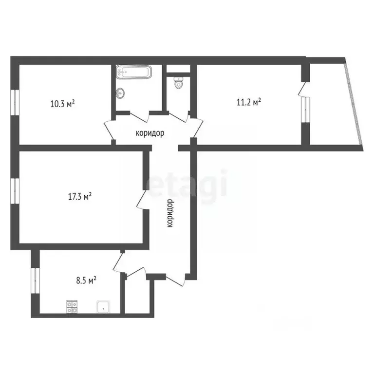 3-к кв. Воронежская область, Воронеж Новосибирская ул., 27 (61.3 м) - Фото 2