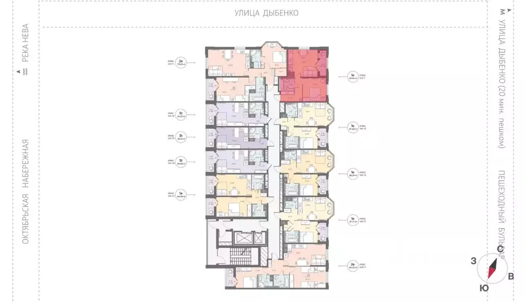 1-к кв. Санкт-Петербург № 54 муниципальный округ,  (39.94 м) - Фото 2