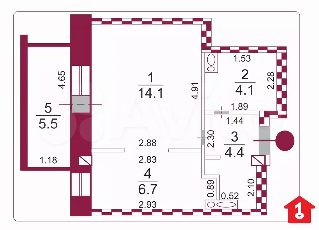 Квартира-студия, 29,3 м, 2/9 эт. - Фото 0
