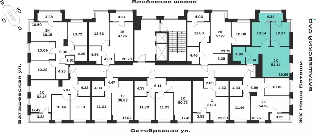 2-к кв. Тульская область, Тула Баташи Парк жилой комплекс (54.14 м) - Фото 2