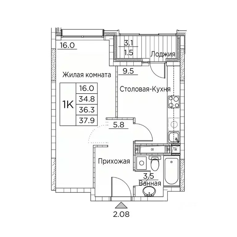 1-к кв. Приморский край, Владивосток ул. Расула Гамзатова, 7к3 (37.9 ... - Фото 1