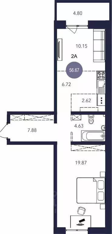 2-к кв. Иркутская область, Братск ул. Металлургов, 8 (56.67 м) - Фото 0