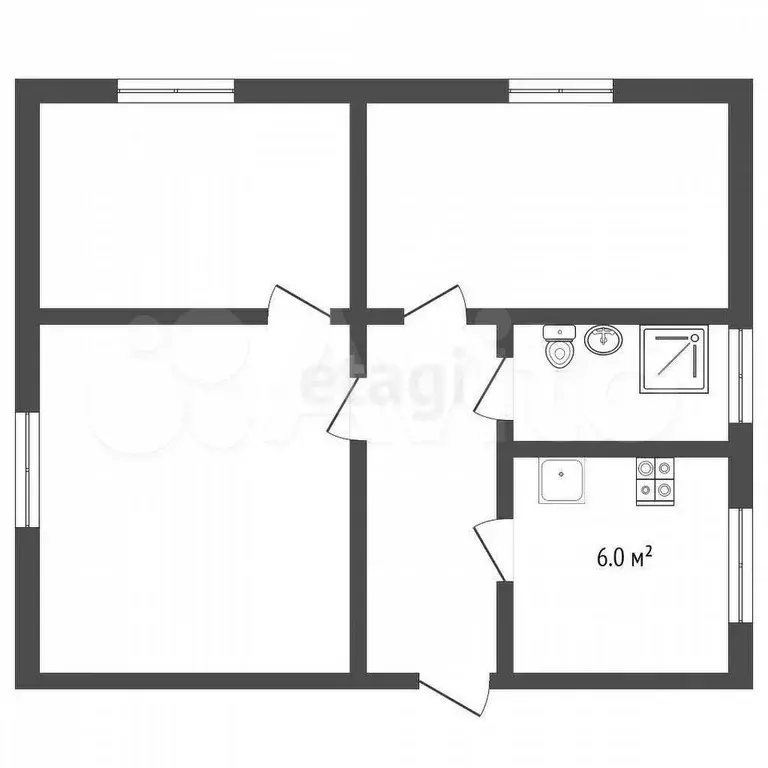 3-к. квартира, 50 м, 1/2 эт. - Фото 0