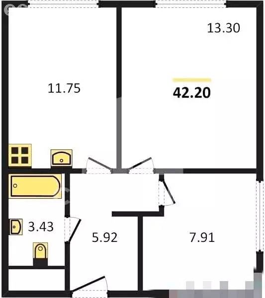 2-комнатная квартира: Москва, Пятницкое шоссе, 56Б (42.5 м) - Фото 0