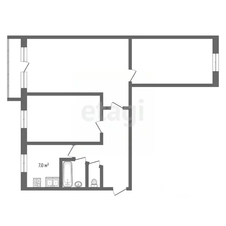 3-к кв. Челябинская область, Уйский муниципальный округ, пос. Мирный ... - Фото 2