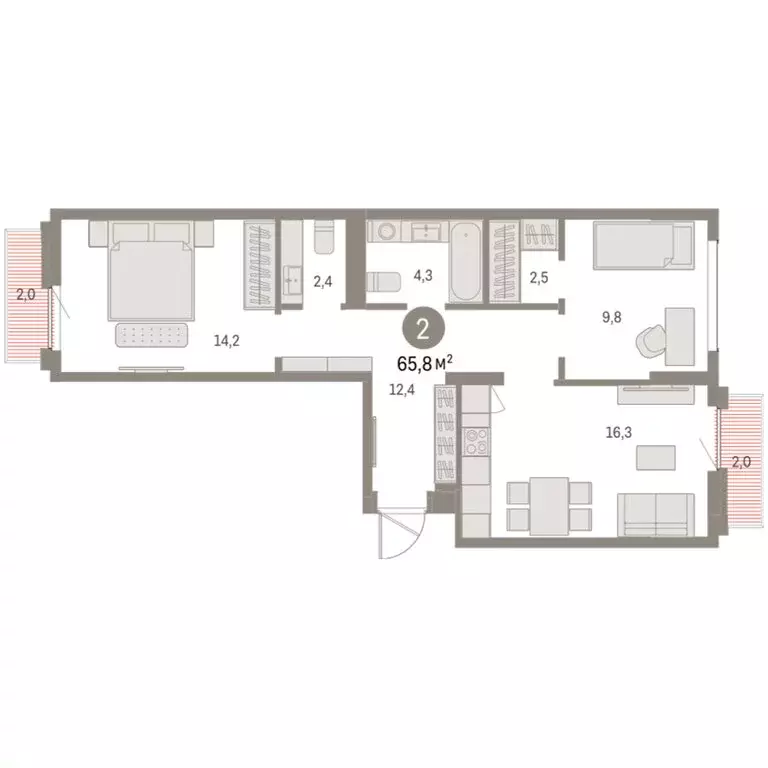 2-комнатная квартира: Екатеринбург, микрорайон Академический, 19-й ... - Фото 2